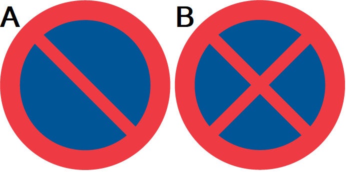 Skyltar som anger förbud mot att parkera och stanna