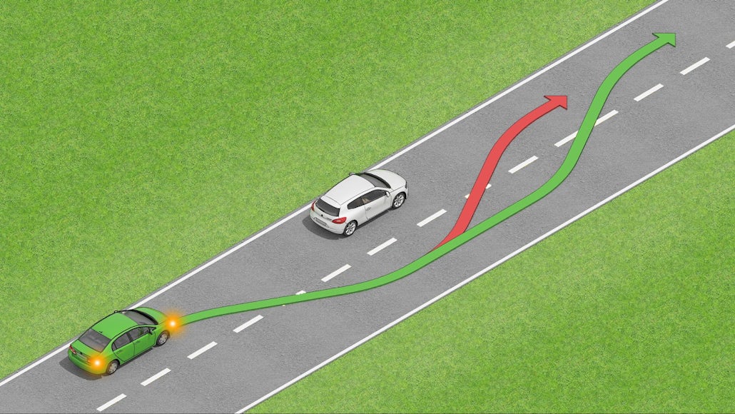 Using the road overtaking safety rules driving theory