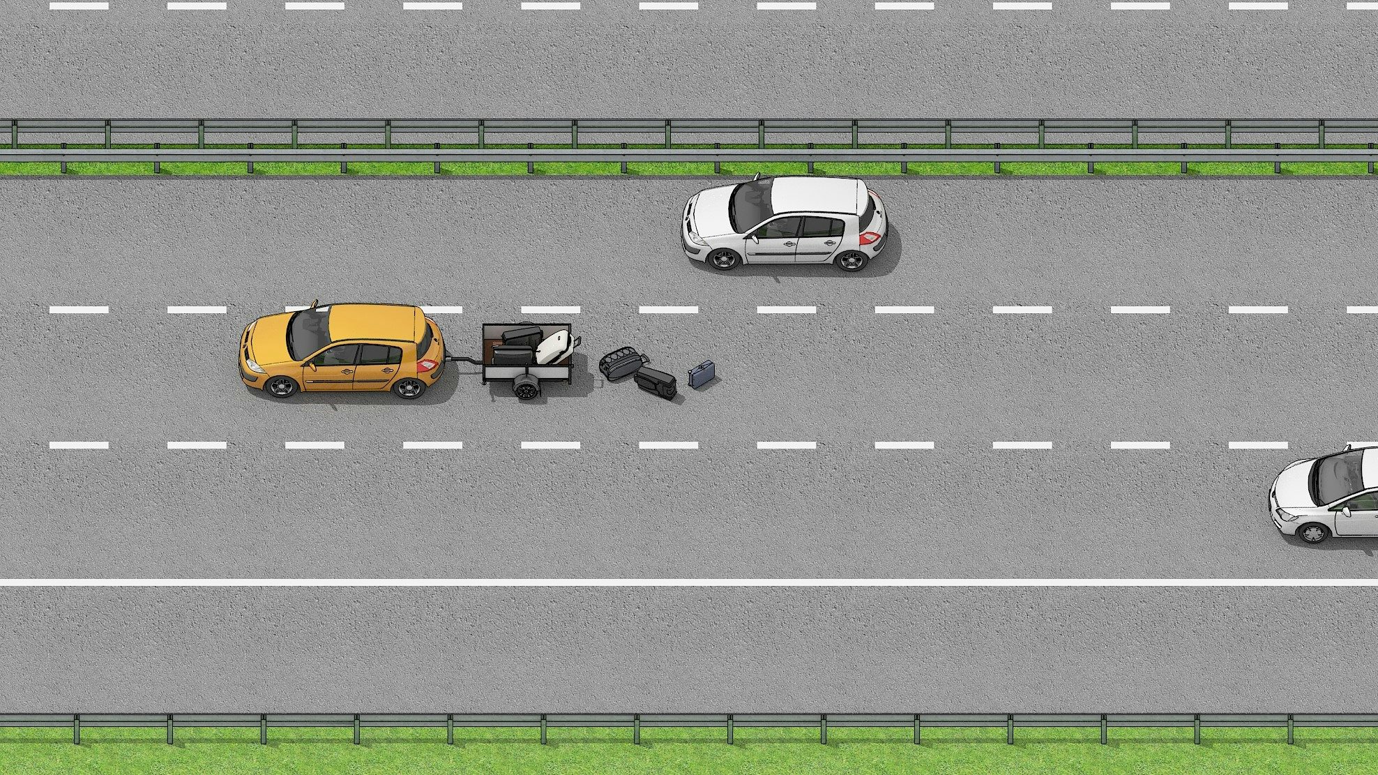An unrestrained load can fall off, which is extremely dangerous!