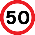 50 mph speed limit sign.