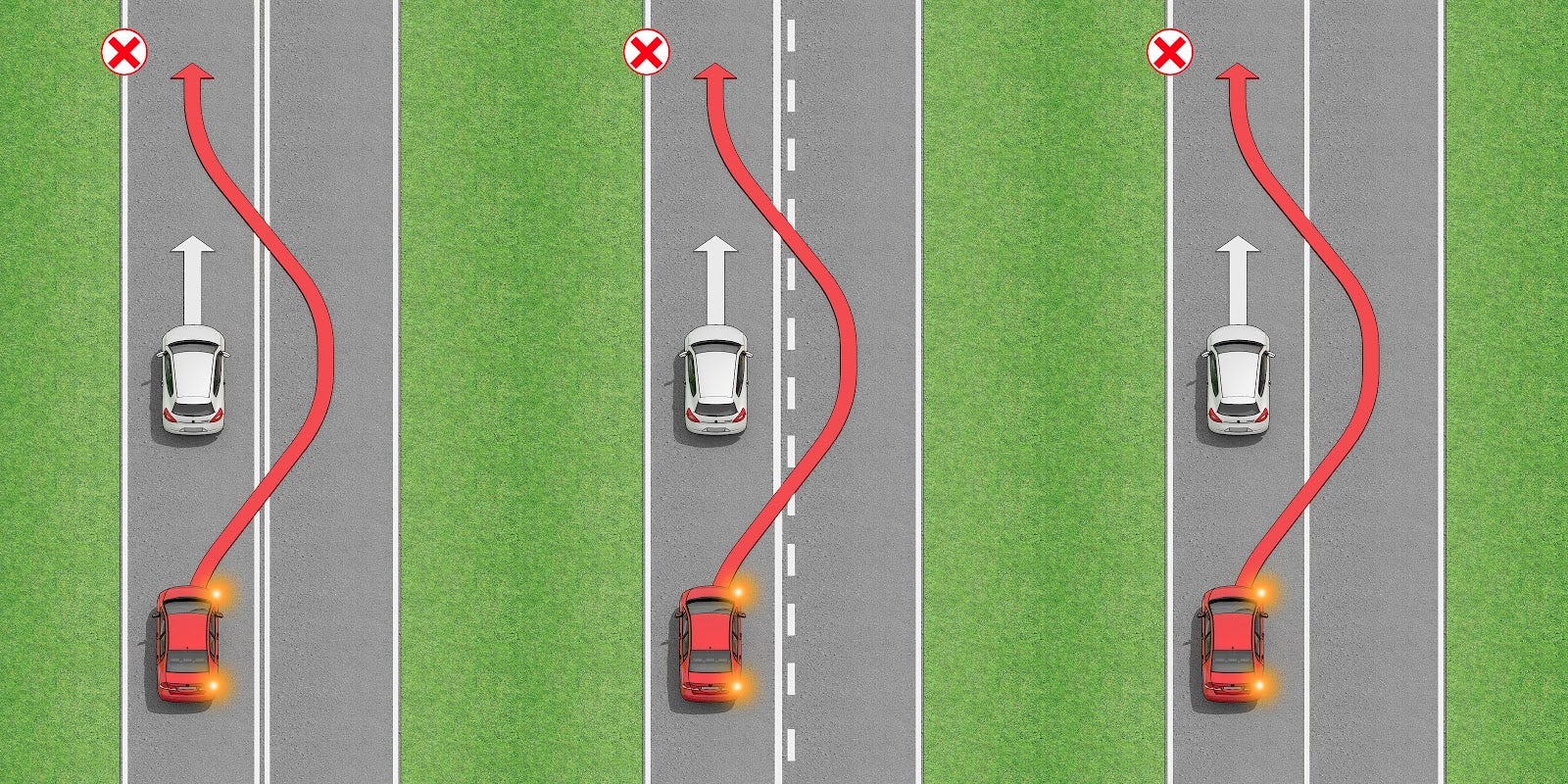 You are NOT allowed to overtake in any of these scenarios