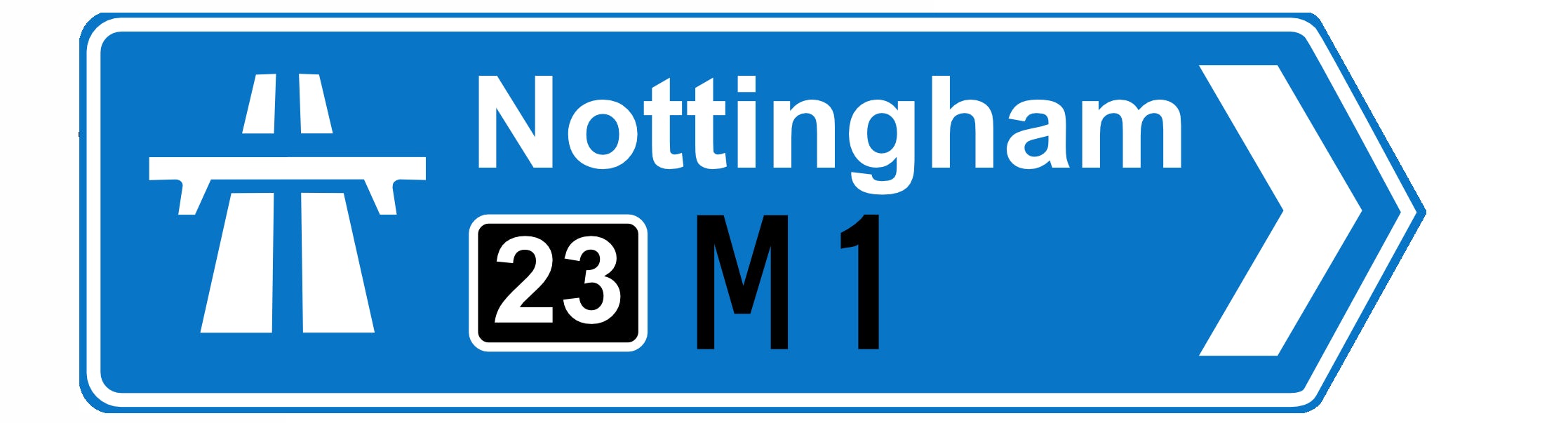 Follow this sign to enter the M1 Highway in direction 'Nottingham'