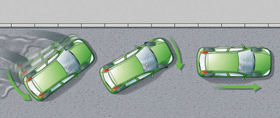 Rule 119: Rear of the car skids to the right. Driver steers to the right