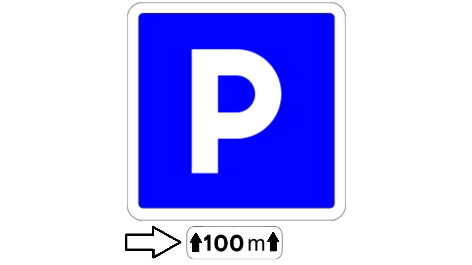 La zone de stationnement s'applique pour la distance indiquée (100m)