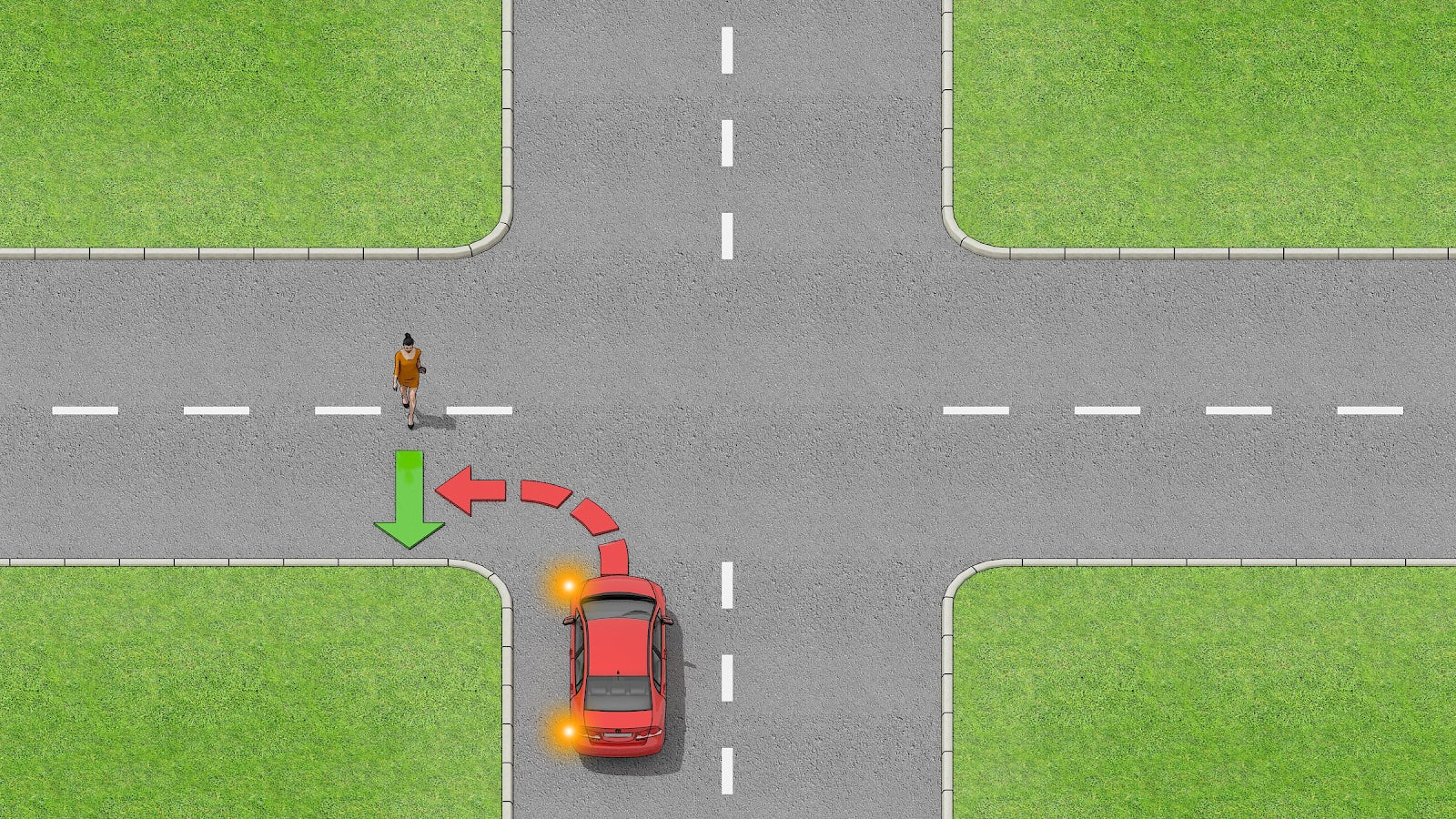 Give way to pedestrians when turning